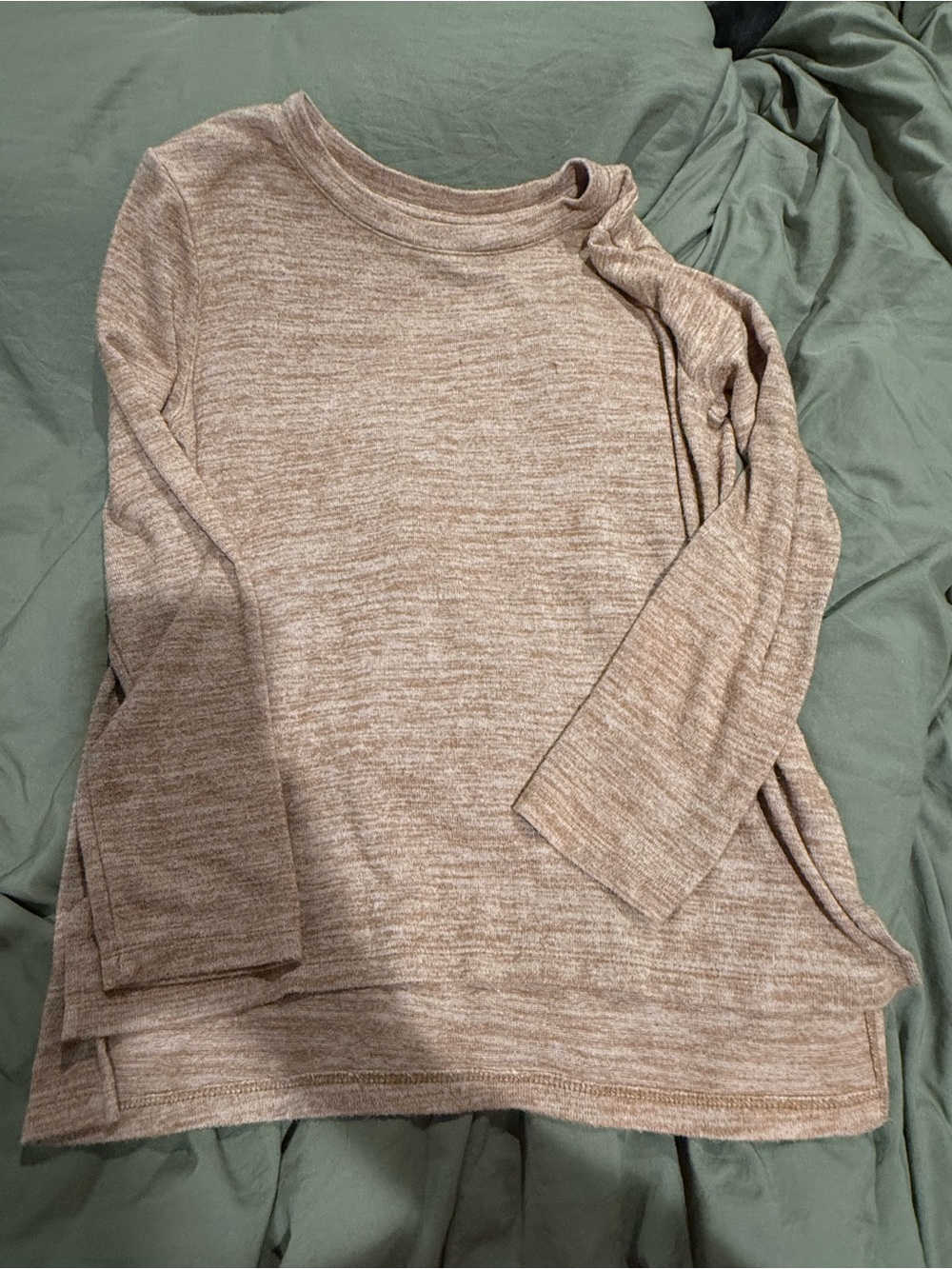 Old Navy Heathered Taupe Long-Sleeve Knit Top